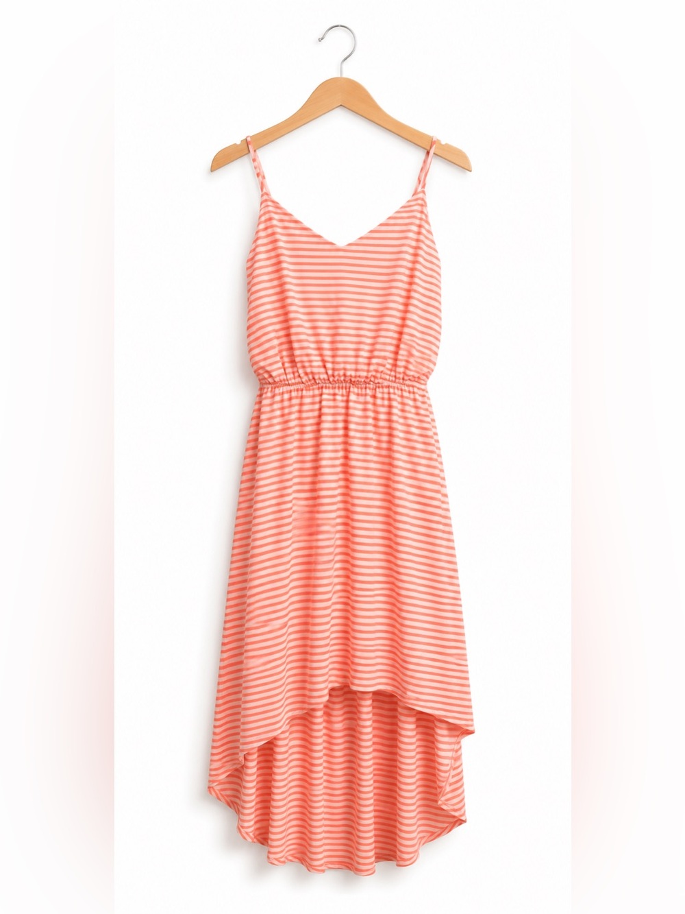 dELiA*s Coral Stripe High Low Dress Medium Y2K Sundress Boho Festival Coastal